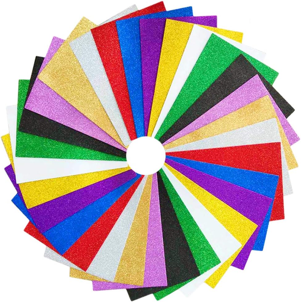 30 Pcs Glitter Eva Foam Sheets 8x12 Inch 2mm Thick Craft Foam Sheet For Children's Craft Activities DIY Cutters Arts By PAIDU