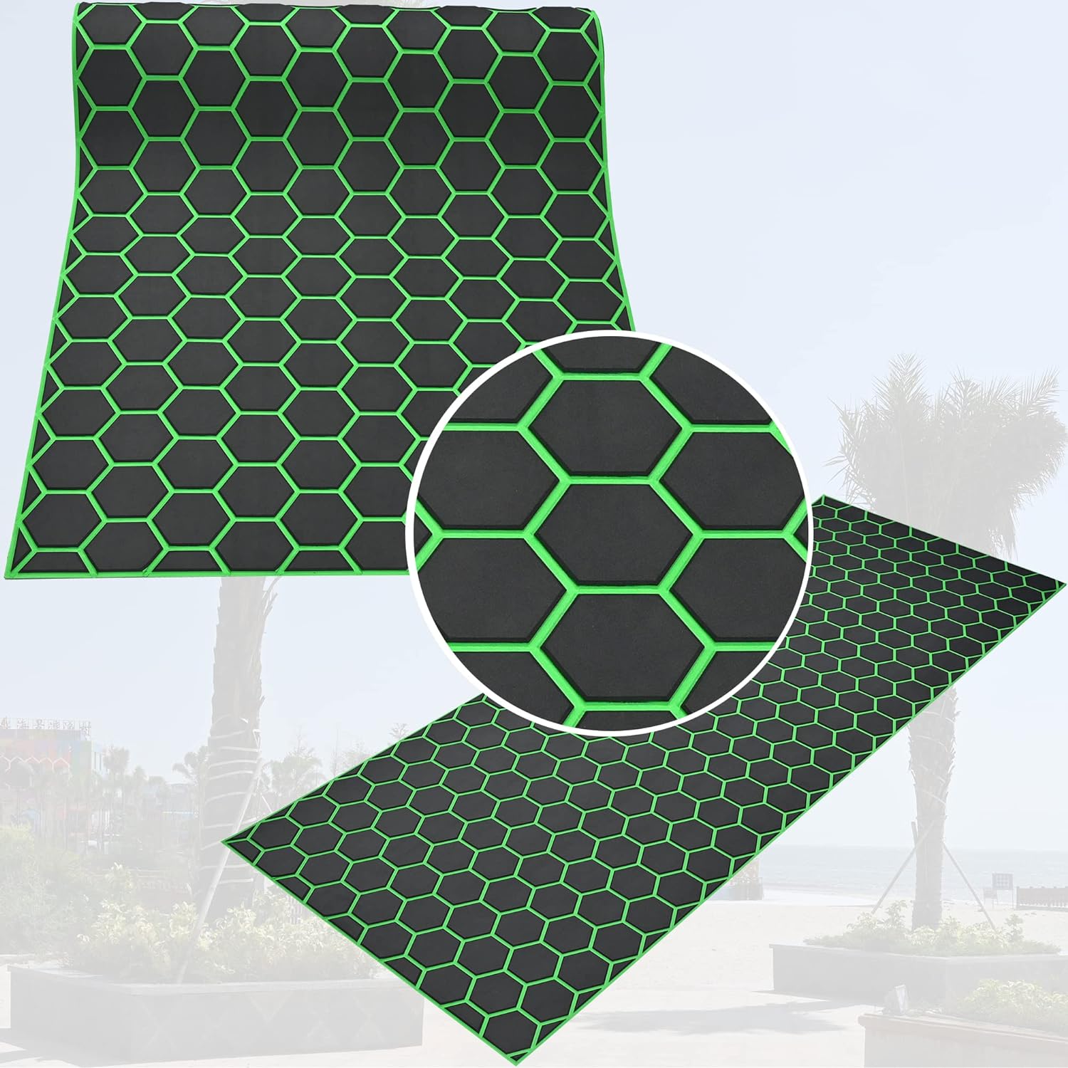 94.5x35.4 Hexagonal Stripes Eva Self-adhesive Boat Decking Sheet Marine Yacht RV Swimming Pool Boat Flooring Sheet Thick Non-skid Mat By PAIDU