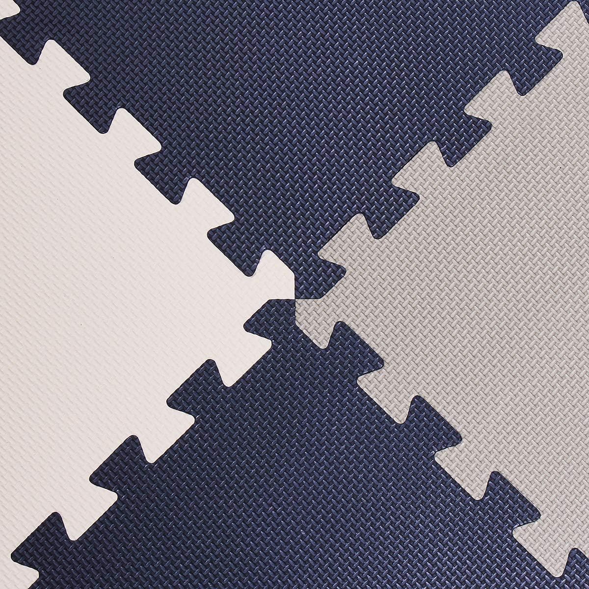 Interlocking Foam Mats Puzzle Play Mats Thick EVA Foam Tiles Anti-Fatigue Flooring Carpet 17 Square Feet Gym Mat Rug For Home Exercise Yoga Workout 12''x12'' Blue White Grey 18 Pieces By PAIDU