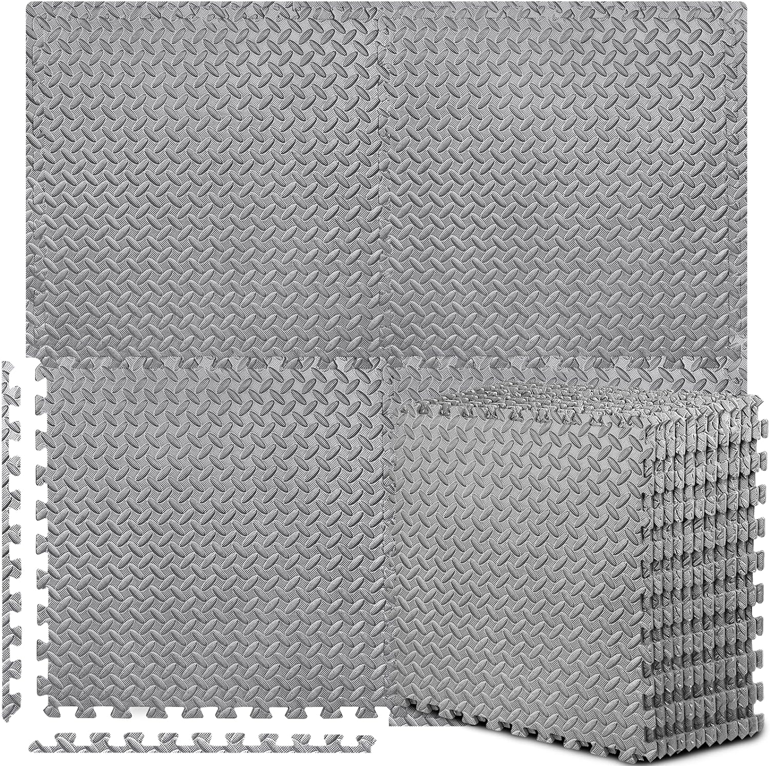 Puzzle Exercise Mat With 12/24/48 Tiles Interlocking Foam Gym Mats 24'' x 24'' Eva Foam Floor Tiles Protective Flooring Mats For Gym Equipment By PAIDU