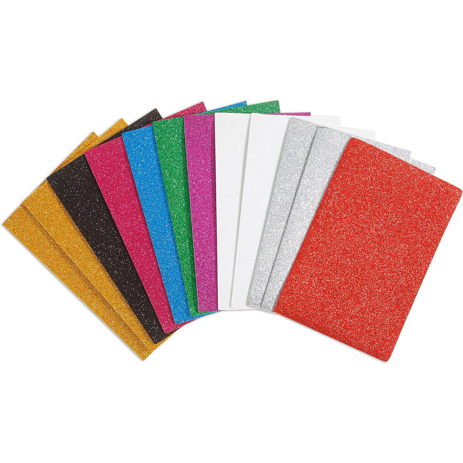 Glitter Foam Sheets Self Adhesive 12 Pack 6x9 Sticky Back Craft Foam
