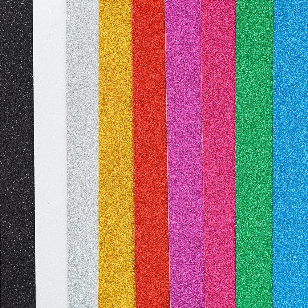 Glitter Foam Sheets Self Adhesive 12 Pack 6x9 Sticky Back Craft Foam